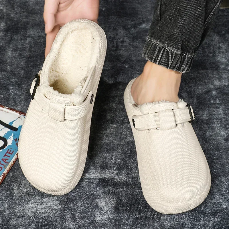 Winter Slippers for Men Half Shoes Anti-Skid Eva Slides Comfortable Men Sandals Kitchen Shoes Lightweight Chaussures Homme Luxe