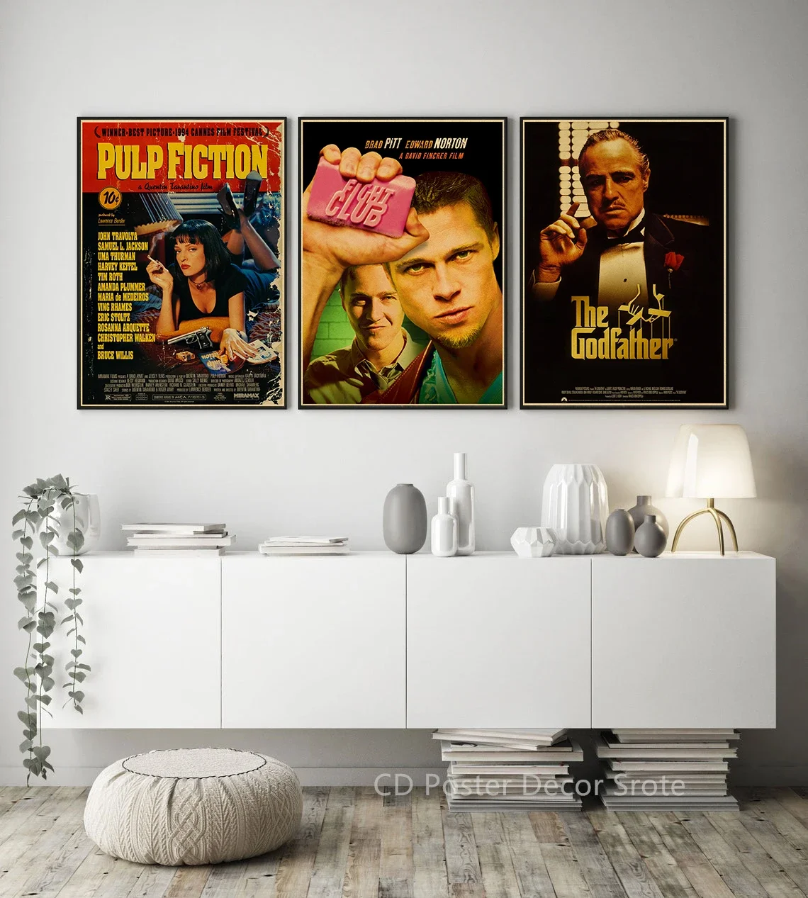 Affiches de films classiques vintage, impressions rétro, Pulp Fiction, affiche de parrain, film rétro, décor de chambre à la maison, art esthétique,