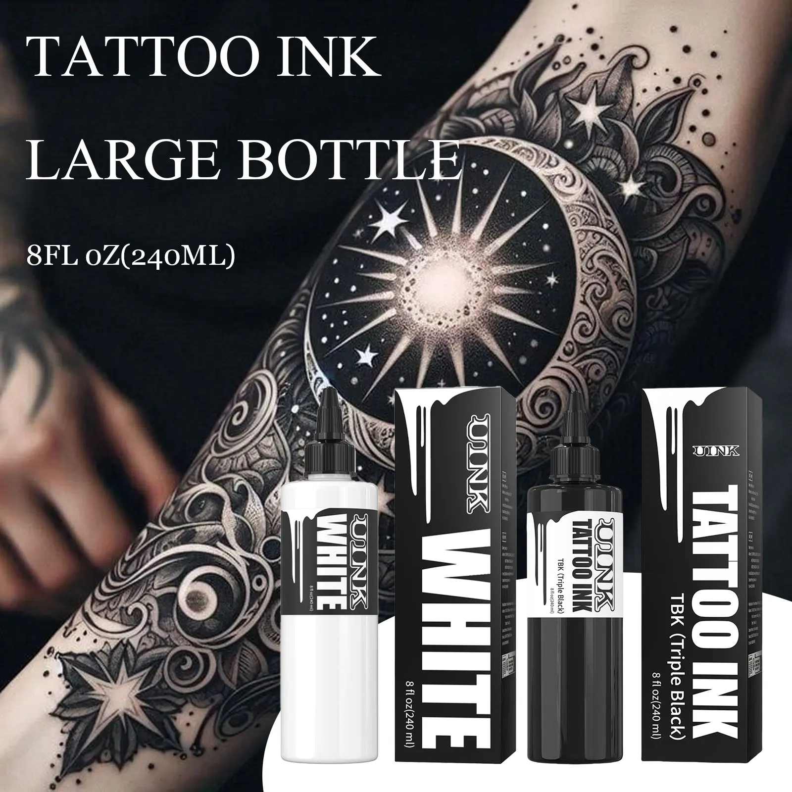 

UINK 240ML Tattoo Ink Tattoo Equipment, Long Lasting Body Art Standard Pigment, Gift For Tattoo Artists And Beginners
