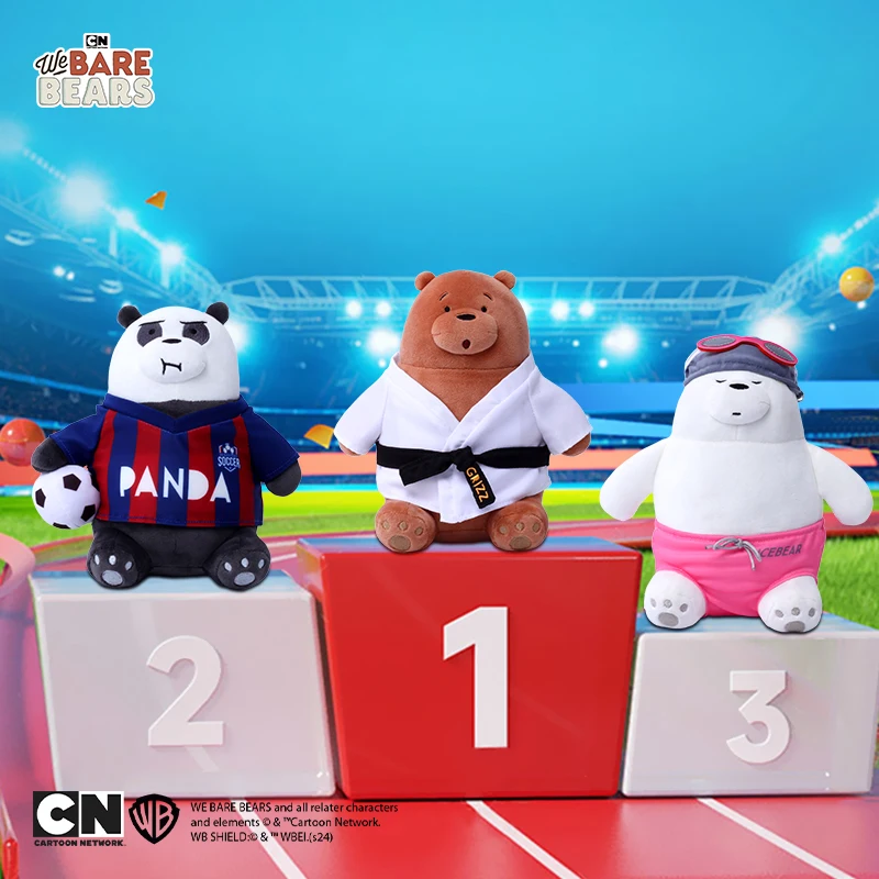

20cm We Bare Bear Plush Toy Sports Series Oornaments Cute Bear Football Doll Swimming Doll Taekwondo Models