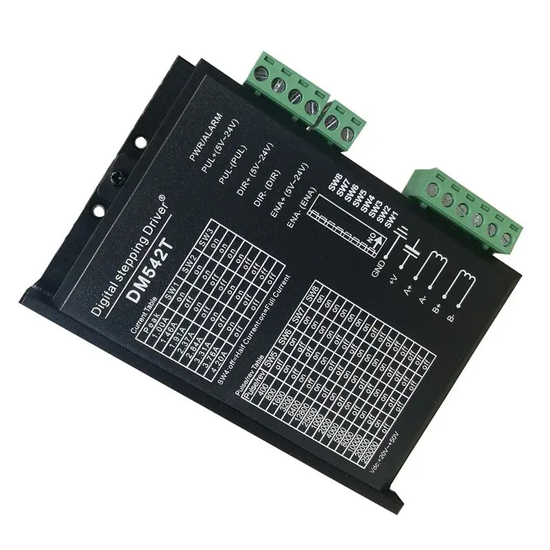 [A38F!NEW!】 DM542T CNC Stepper Motor Driver 1.0-4.2A 20-50VDC 1/128 Micro-Step Resolutions Compatible With 17 And 23 Stepper Mot