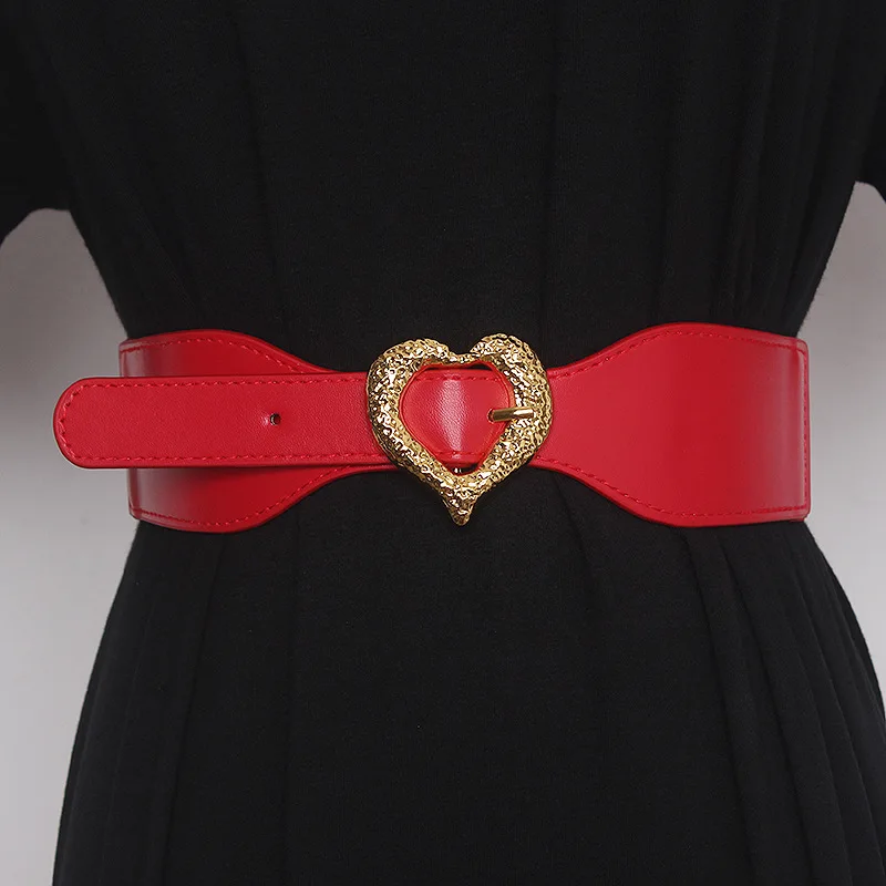Женский эластичный пояс, модные платья, украшенные сердцем, пиджаки, универсальные аксессуары на талию, притянутая талия, широкая талия.