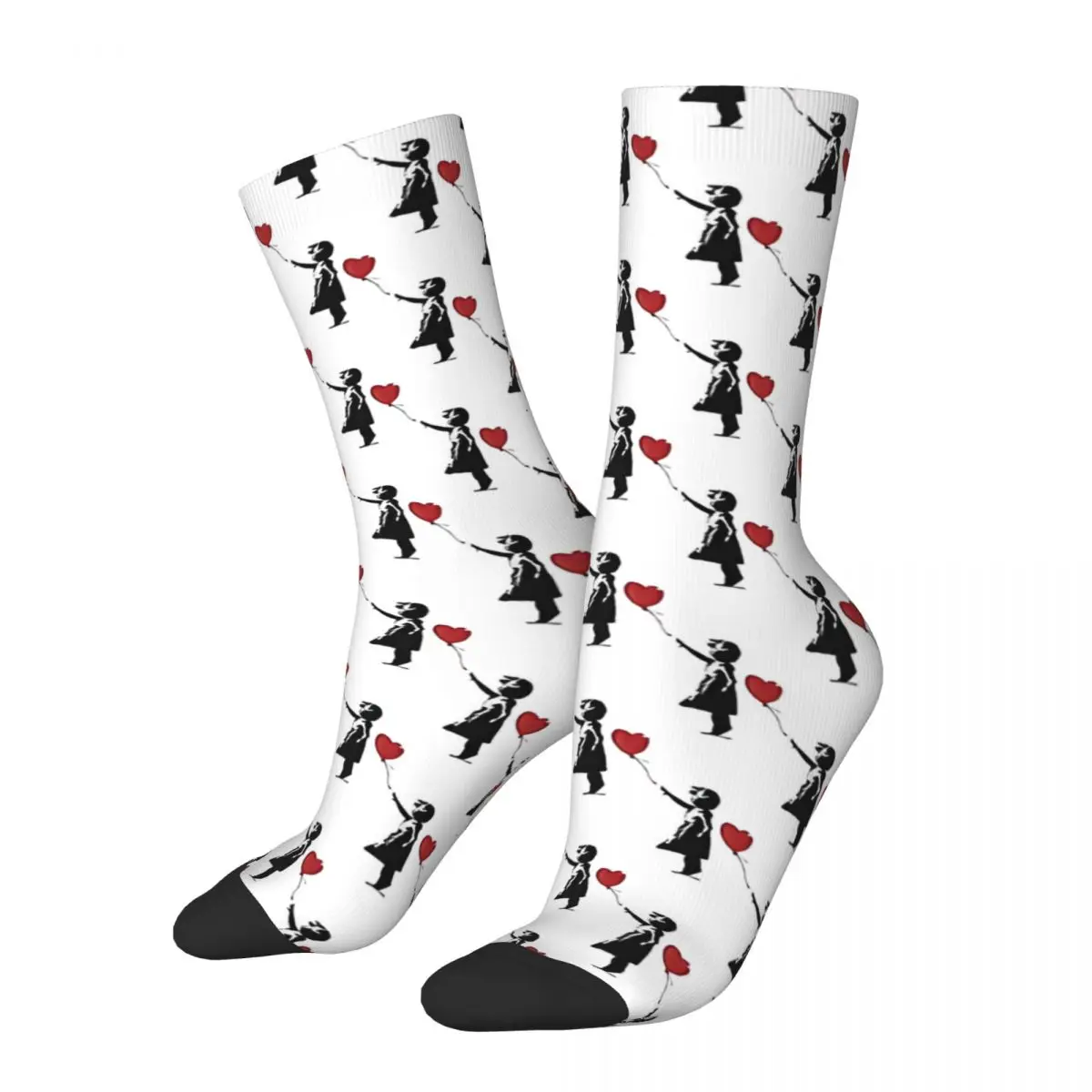 Girl With Heart Balloon Graffiti Socks Male Mens Women Summer Stockings Printed