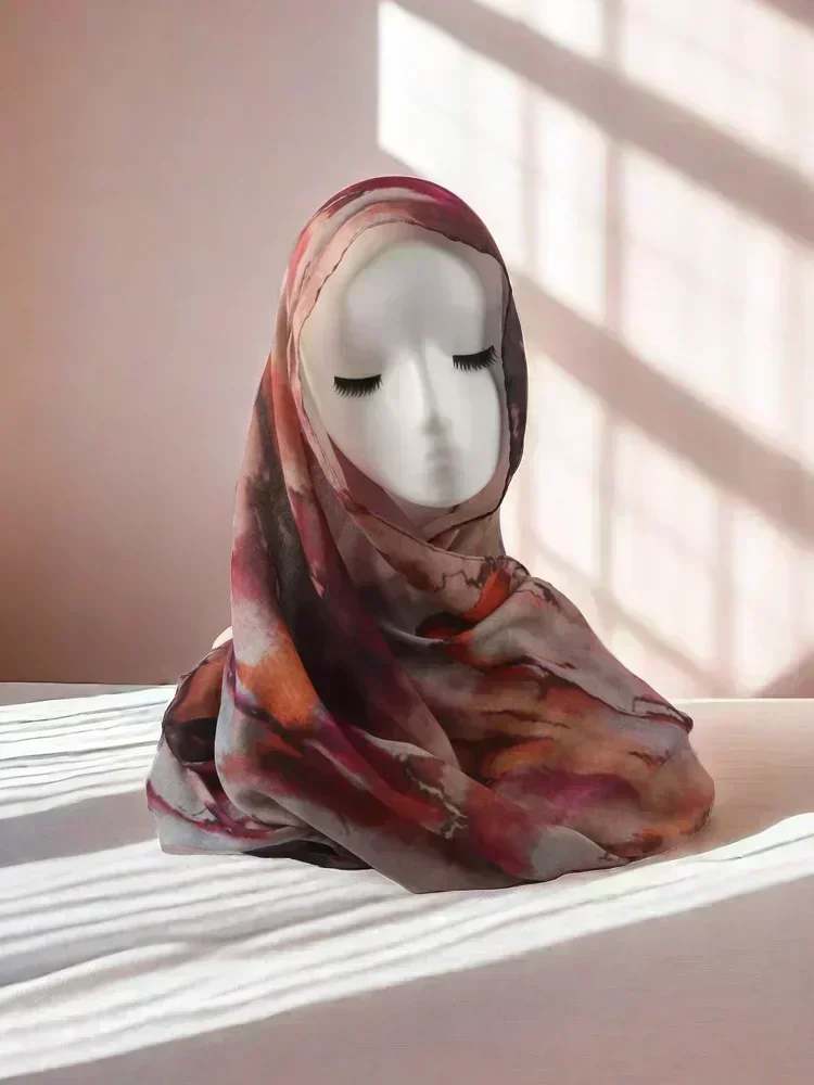 2024 nueva impresión transpirable Hijabs rayón viscosa tejido Tie-Dye chales coloridos mujeres musulmanas pañuelo para la cabeza Hijabs