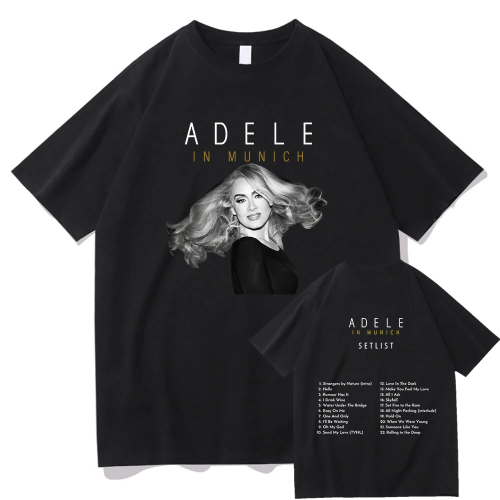 Adele In Munich Tour 2024 T Shirt Men/women Clothing Harajuku Vintage Tops Unisex Cotton Graphic T Shirts Clothes Streetwear