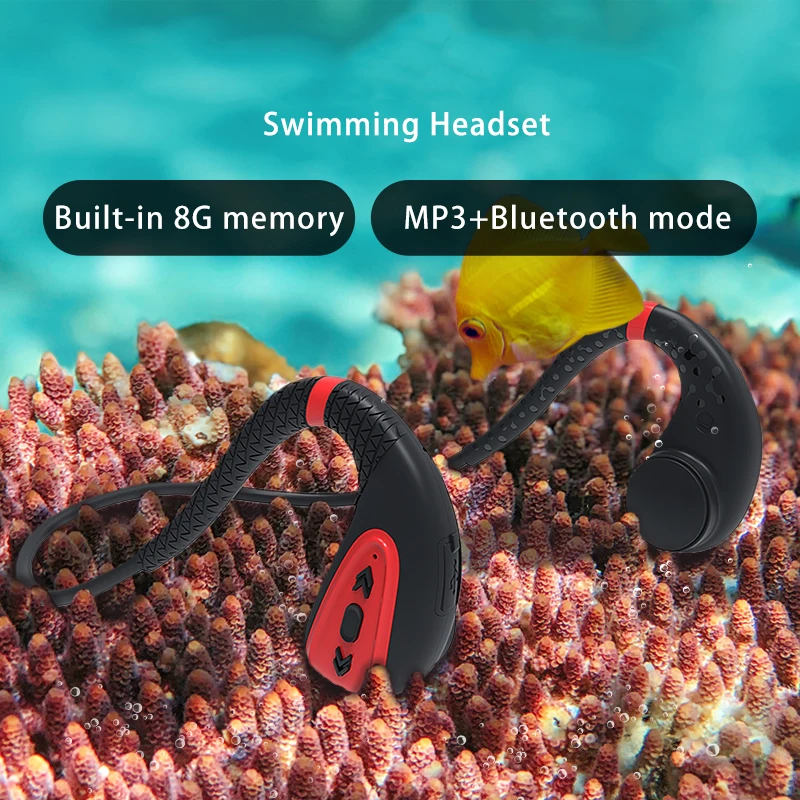 True Bone Conduction Bluetooth Earphones IPX8 Waterproof Swimming MP3 Earphones, Sports Bone Conduction Earphones