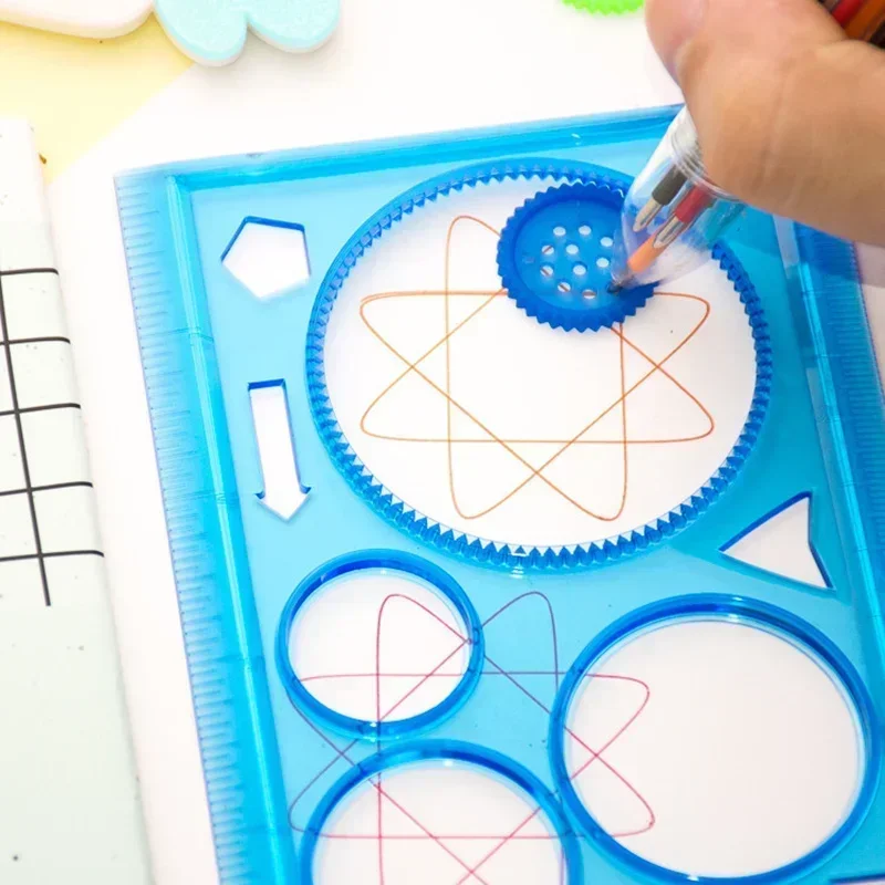 Geometry Multi-function Painting Interesting Puzzle Spirograph Children Drawing Plastic Ruler Can Improve Start Work Ability