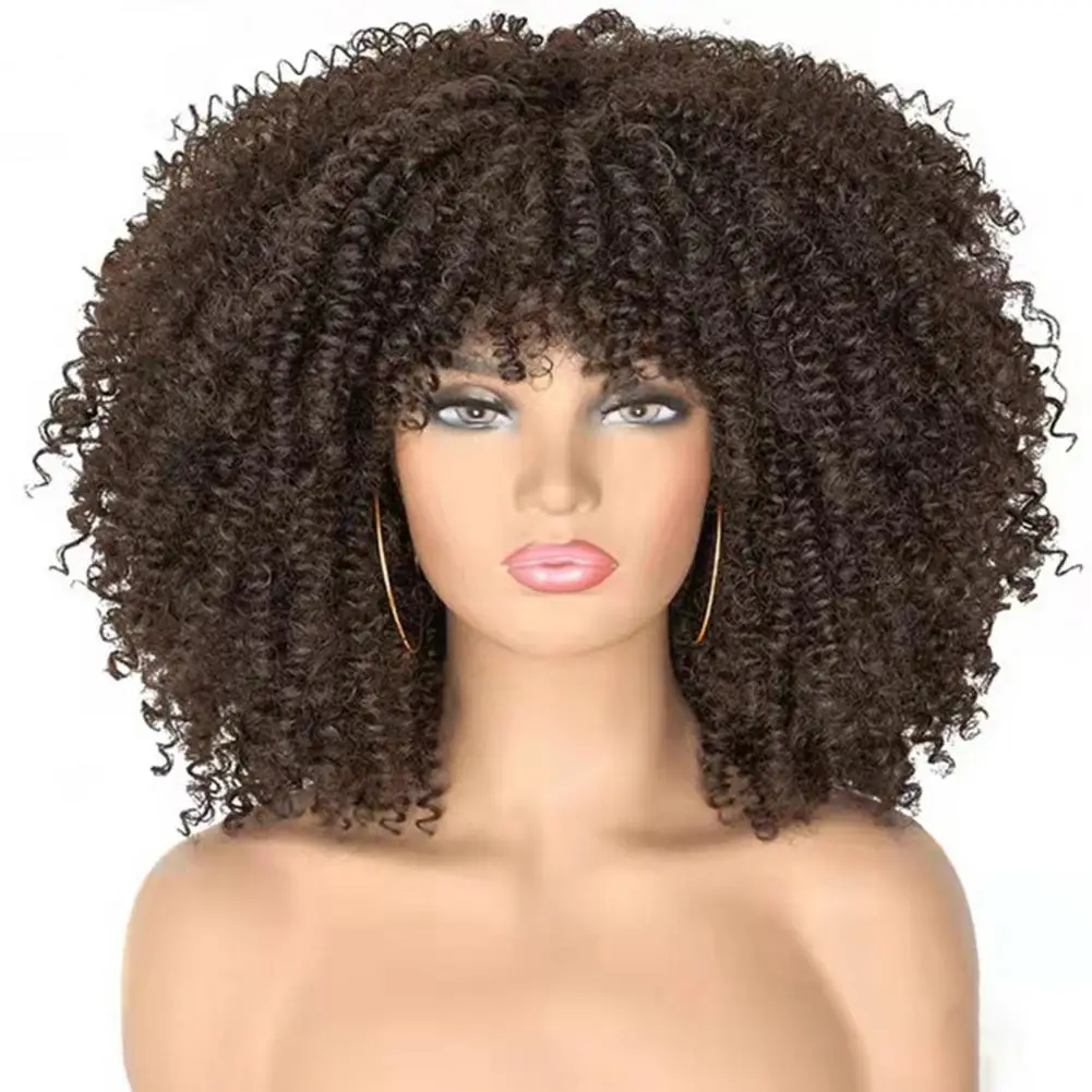 Afrikaanse Krullende Pruik Afro Zwarte Afrikaanse Krullend Afro Pruik Natuurlijke Golf Lijmloze Krullend Menselijk Haar Pruiken Vrouwen Braziliaanse Hair Extensions