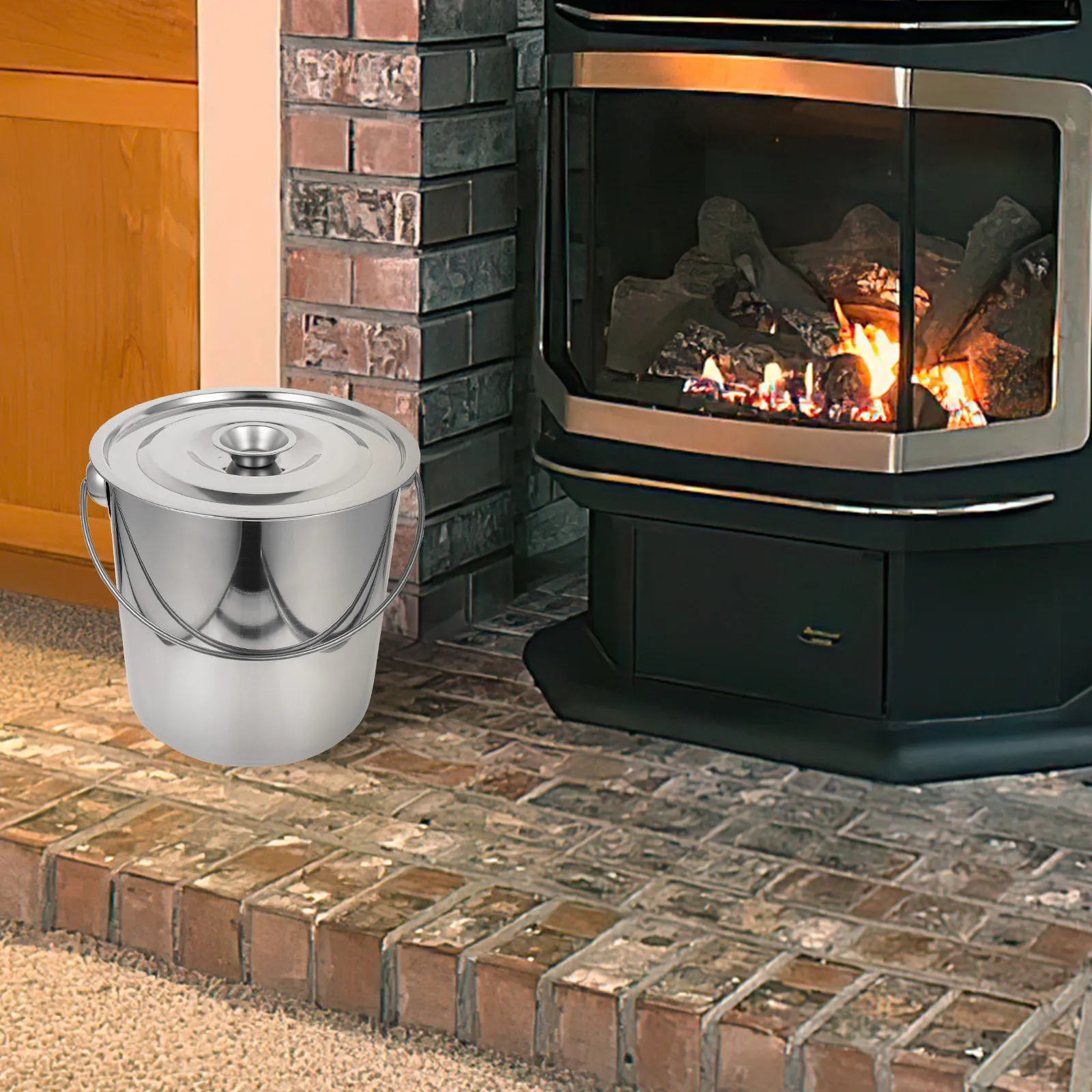 Stainless Steel Fireplace Ash Bucket Lid Large Capacity for Wood Stove Cleaning Metal Furnace HOLDER Garden Incinerator