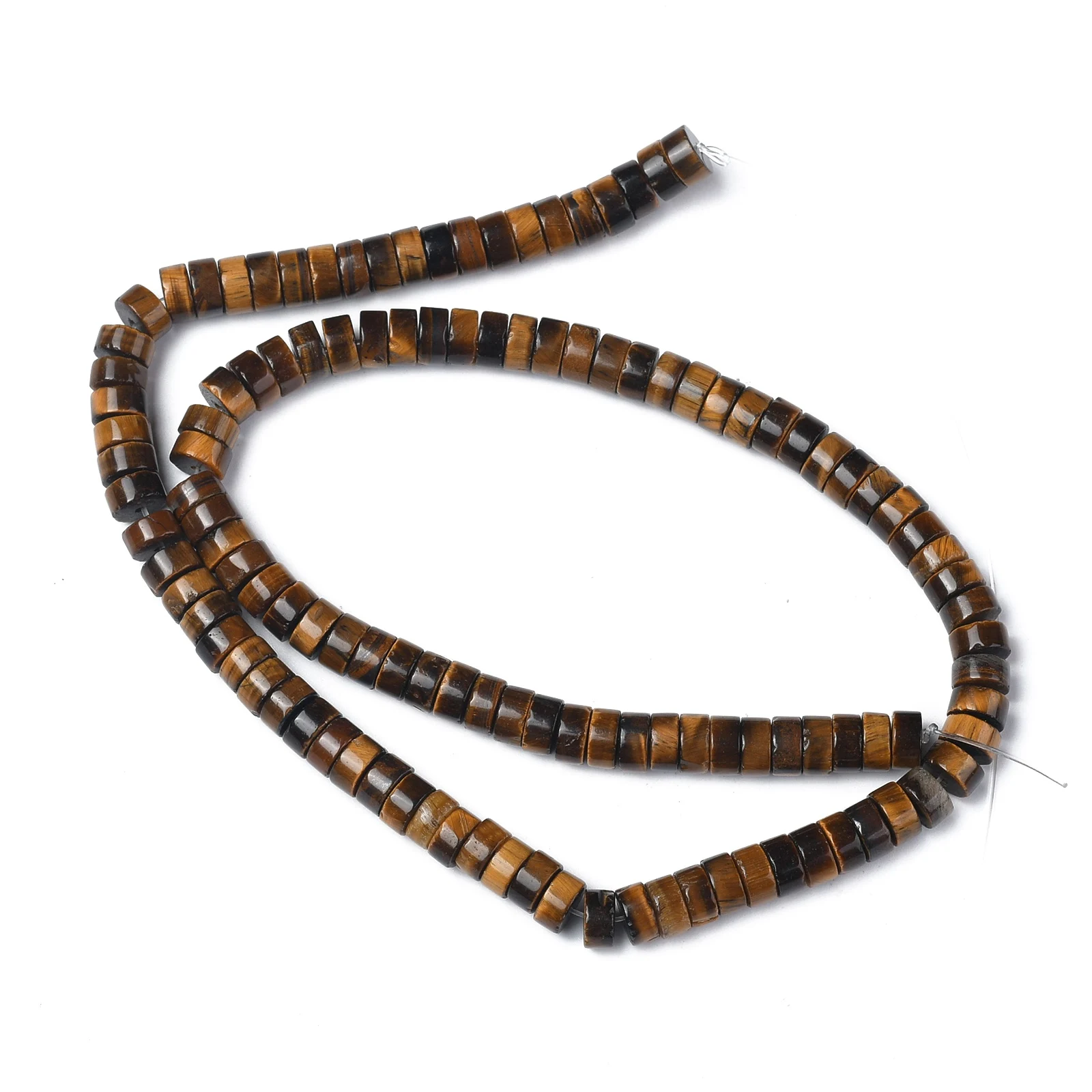 6mm Natural Yellow Tiger Eye Stone Flat Round Heishi Loose Beads for Bracelet DIY Jewelry Making about 119~131pcs/strand