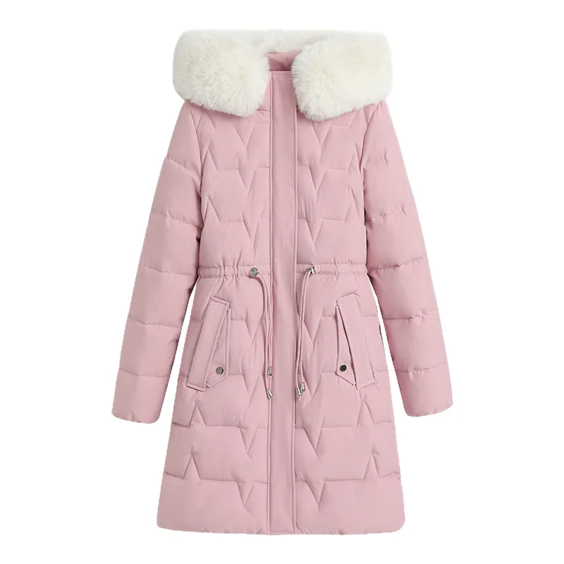 معاطف باركاس نسائية بقلنسوة سترات متوسطة الطول كبيرة الحجم بياقة من الفرو الصلب وسحاب ورباط وخصر فضفاض غير رسمي لخريف وشتاء 2025