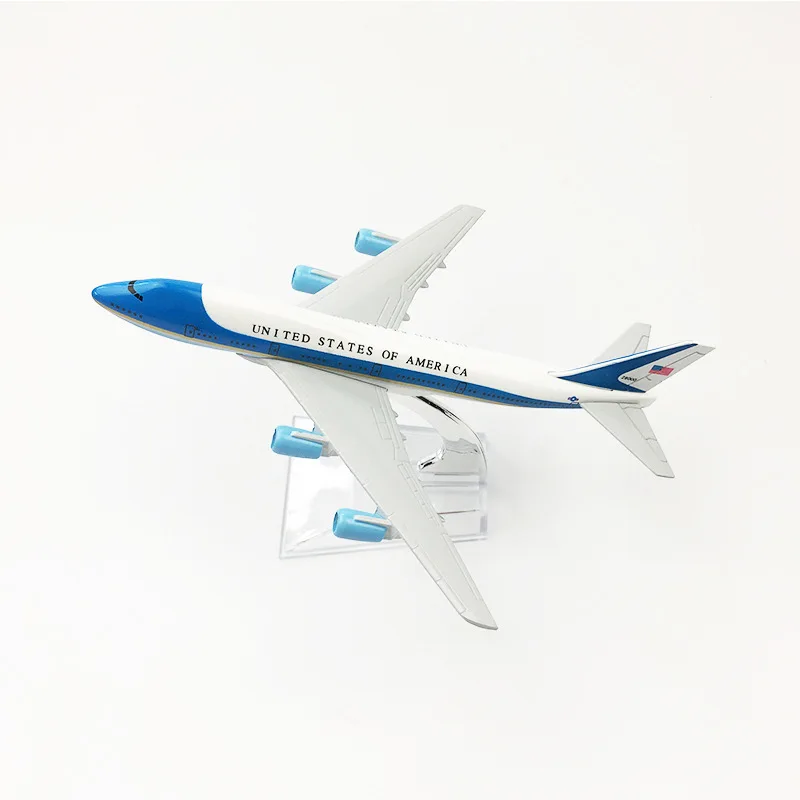 Modèle d'avion moulé sous pression, échelle 1/400, Air Force One B747 Airlines, modèle de jouet de 16cm pour Collections et cadeaux d'avion Souvenir