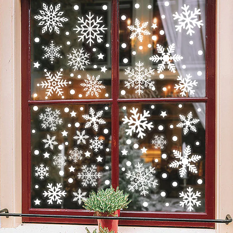 

Christmas Luminous Snowflake Window Stickers Glow in The Dark PVC Electrostatic Wall Sticker for Winter Xmas New Year Home Decor