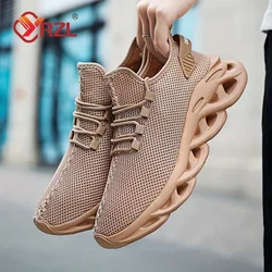 YRZL-Zapatillas deportivas de malla para hombre, zapatos ligeros de verano, transpirables, con plataforma, para correr al aire libre