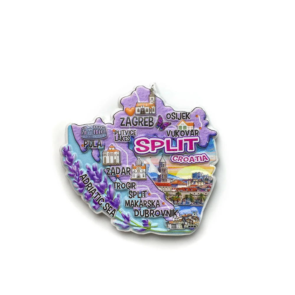 مغناطيس سفر كرواتيا ثلاثي الأبعاد من الراتنج مع سبليت، زغرب، دوبروفنيك، بحر أدرياتيك والمزيد - مغناطيس ثلاجة مزخرف لديكور المطبخ #6