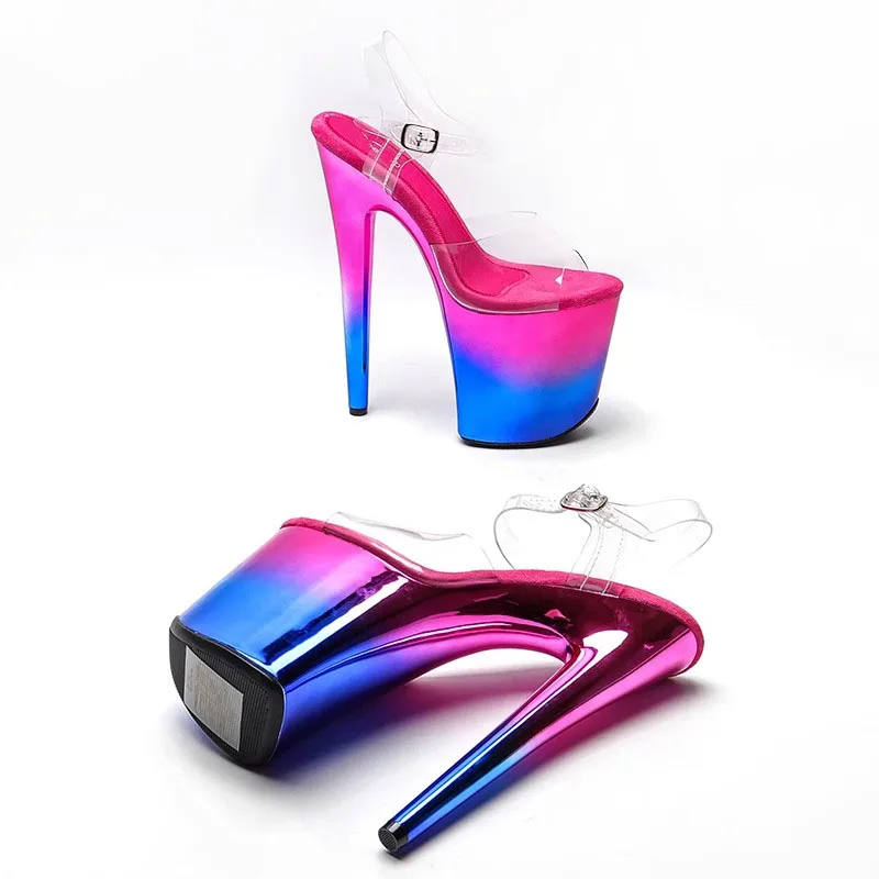 Lady 20cm/ 8inches With Shiny TPU Upper Sexy Starp Small Open Toe Platform High Heel Sandals Pole Dance Shoes 138