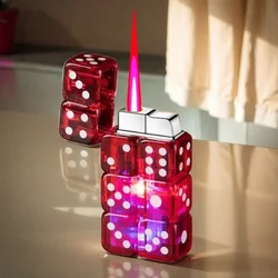 Creative Dice Lighter Pink Fire Jet Lighter Electronic Igniter Butane Torch Lighter Windproof Ignition Gadgets Interesting Gifts