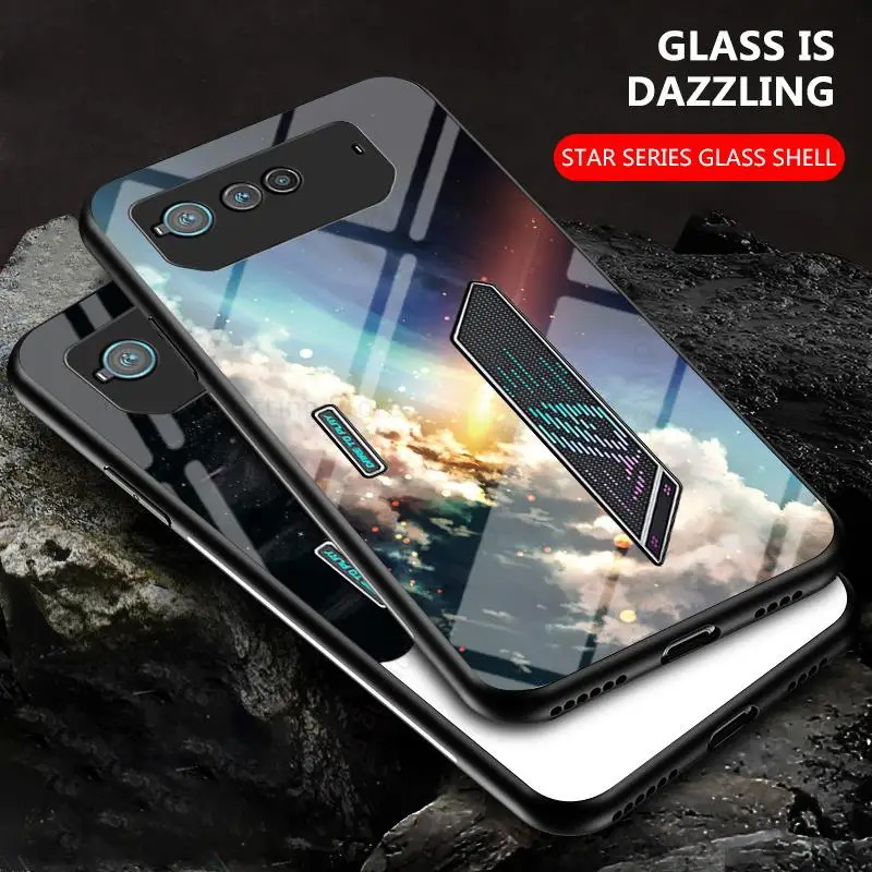 For Asus ROG Phone 6 Tempered Glass Shockproof Phone Case For ROG Phone 6 5 3 2 Gradient Starry Sky Glass Hard Phone Cover Funda - view 2