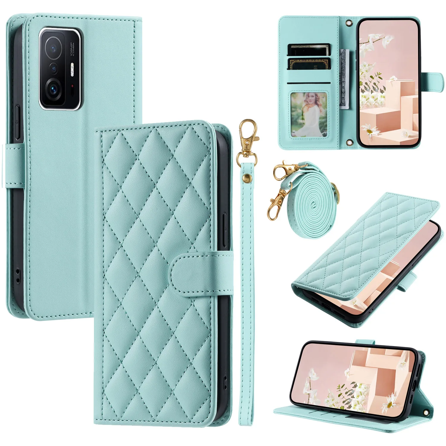 

For Xiaomi 11T / Xiaomi 11T Pro Phone Case Crossbody Back Long Lanyard Silicone Protective Case Flip Leather Case