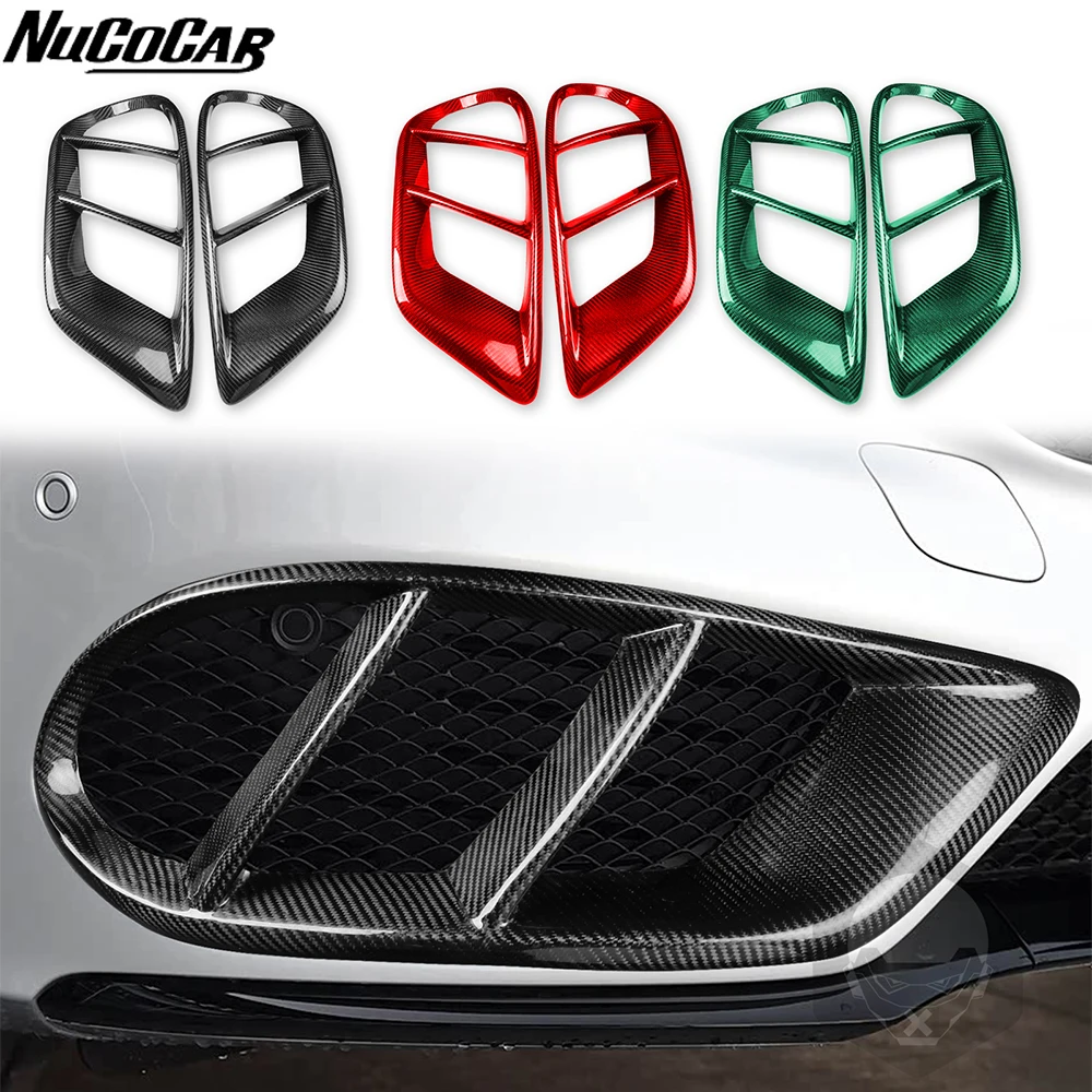 For Mercedes-Benz C-Class W205 C43 C63 AMG C200 C300 2015-2018 Real Carbon Fiber Front Bumper Fog Light Air Vent Decorative