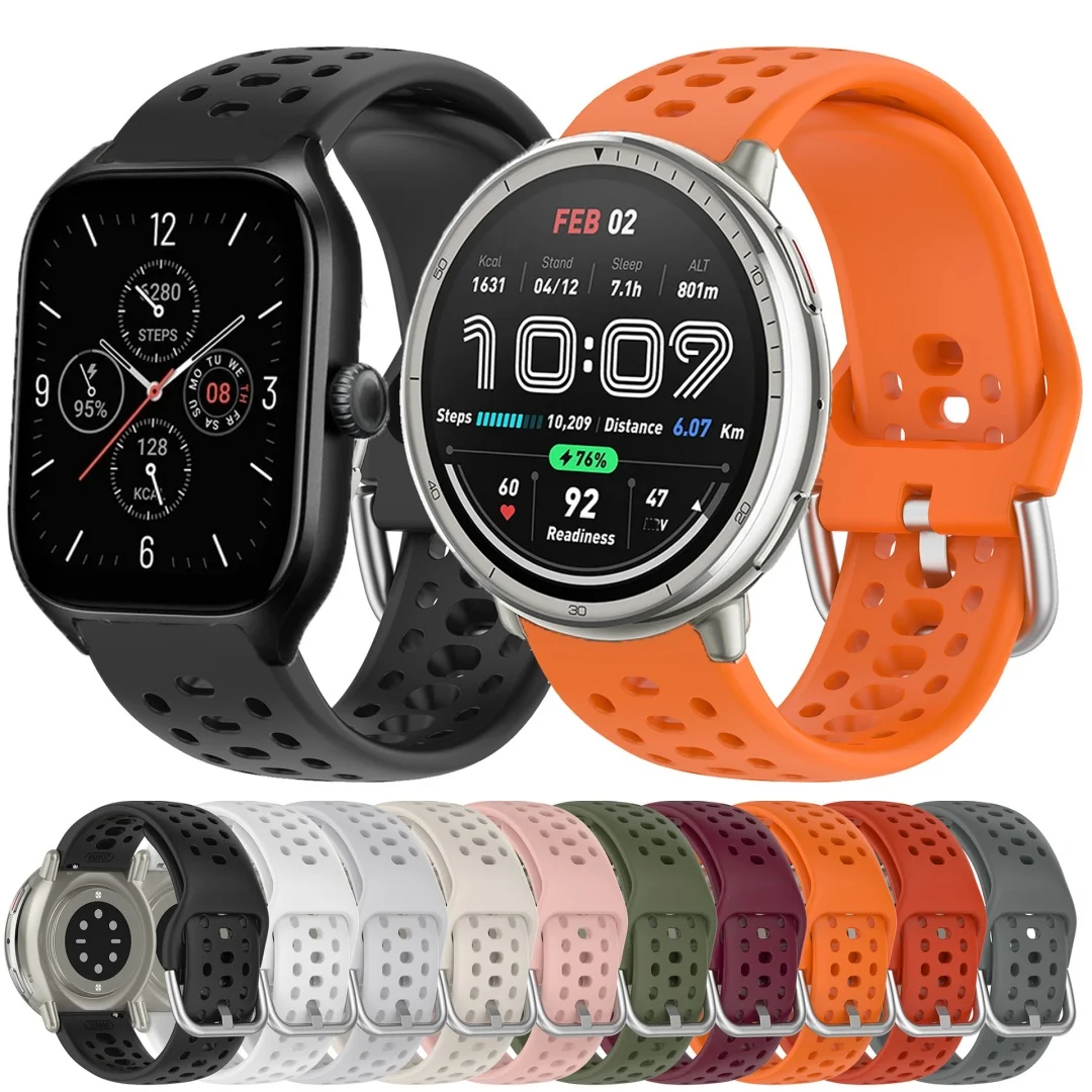 Silikonarmband für Amazfit Active 2 Sportband Atmungsaktives Uhrenarmband für Huami Amazfit Bip 3 3Pro GTS 4 4 Mini 3 2 2e 2 Mini