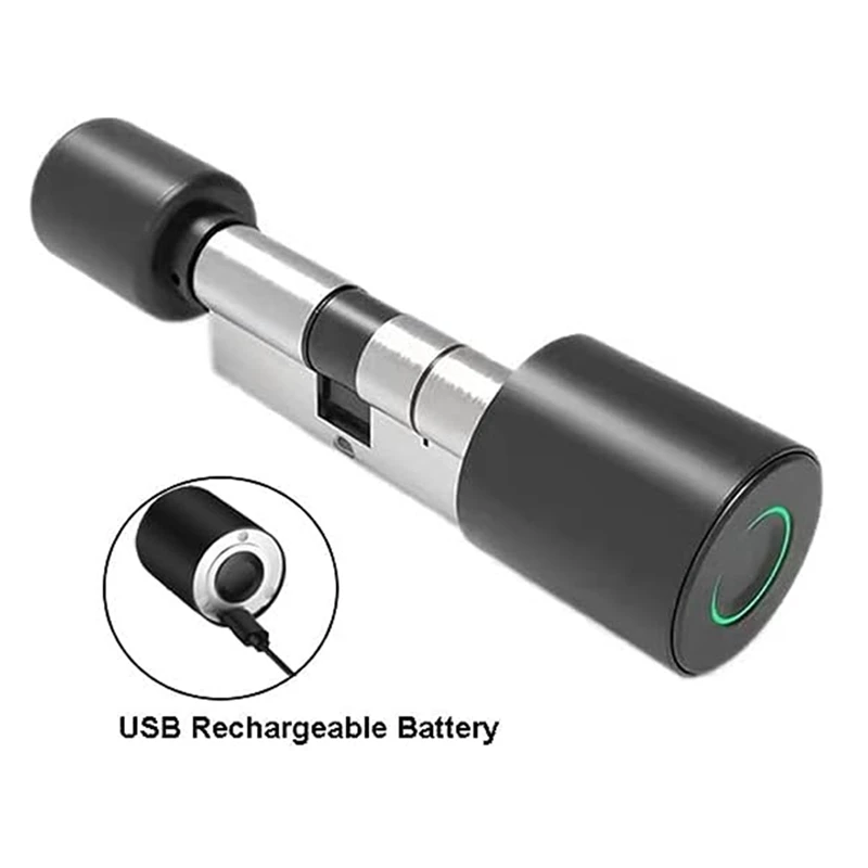 Fechadura com impressão digital para casa, cilindro remoto, bluetooth, fechadura antifurto, porta de madeira, fechadura esférica, durável, preta