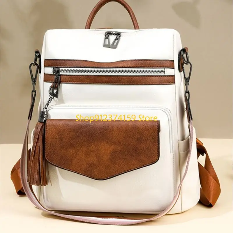

G5AE PU Leather Backpack Student School Bag Shoulder Bag Retro Backpack Purse