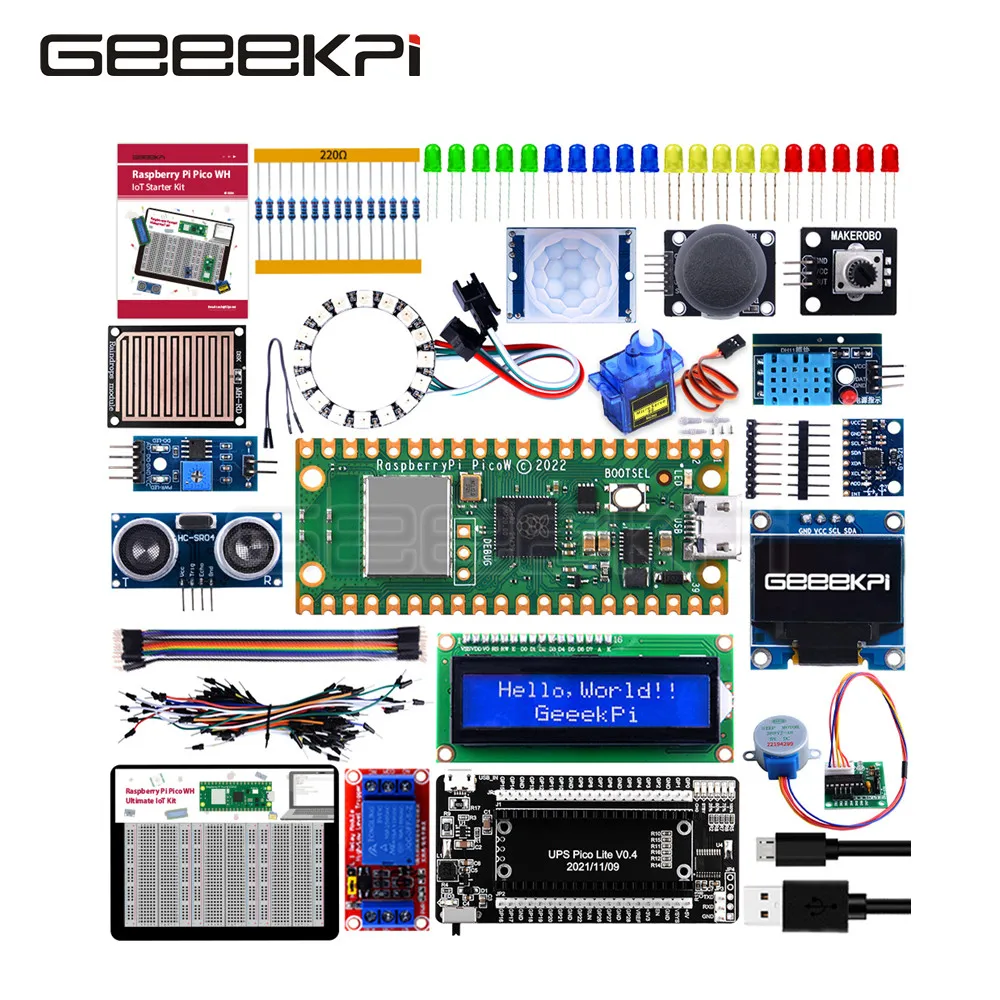 GeeekPi Raspberry Pi Pico W Advanced Kit with Pico UPS Module Wireless Header Pin Soldered