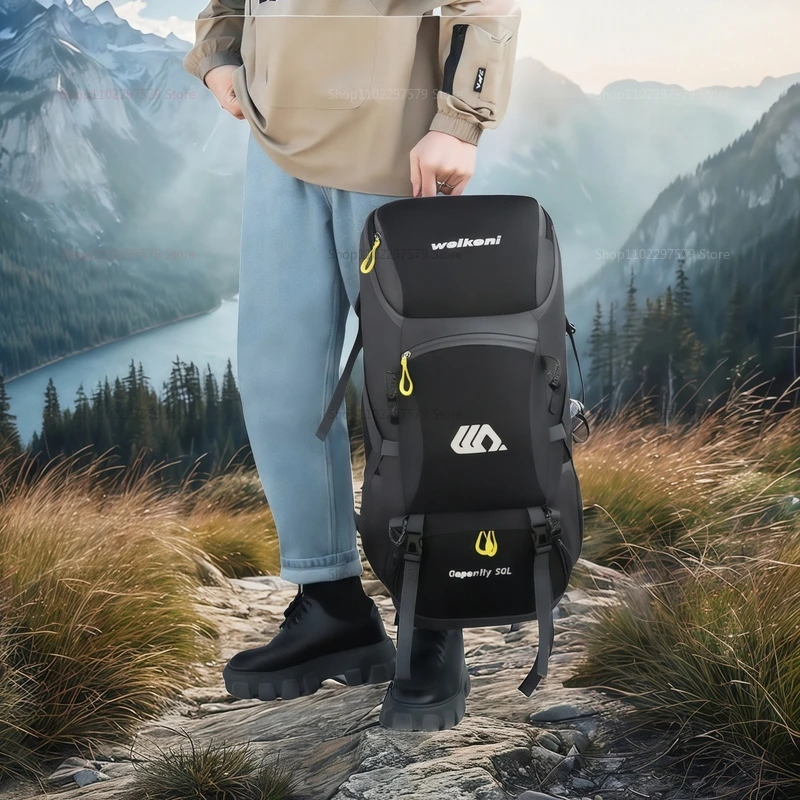 50 liter backpacking with waterproof outdoor gears large hiking backpack camping camping rock climbing hiking bag luggage hiking