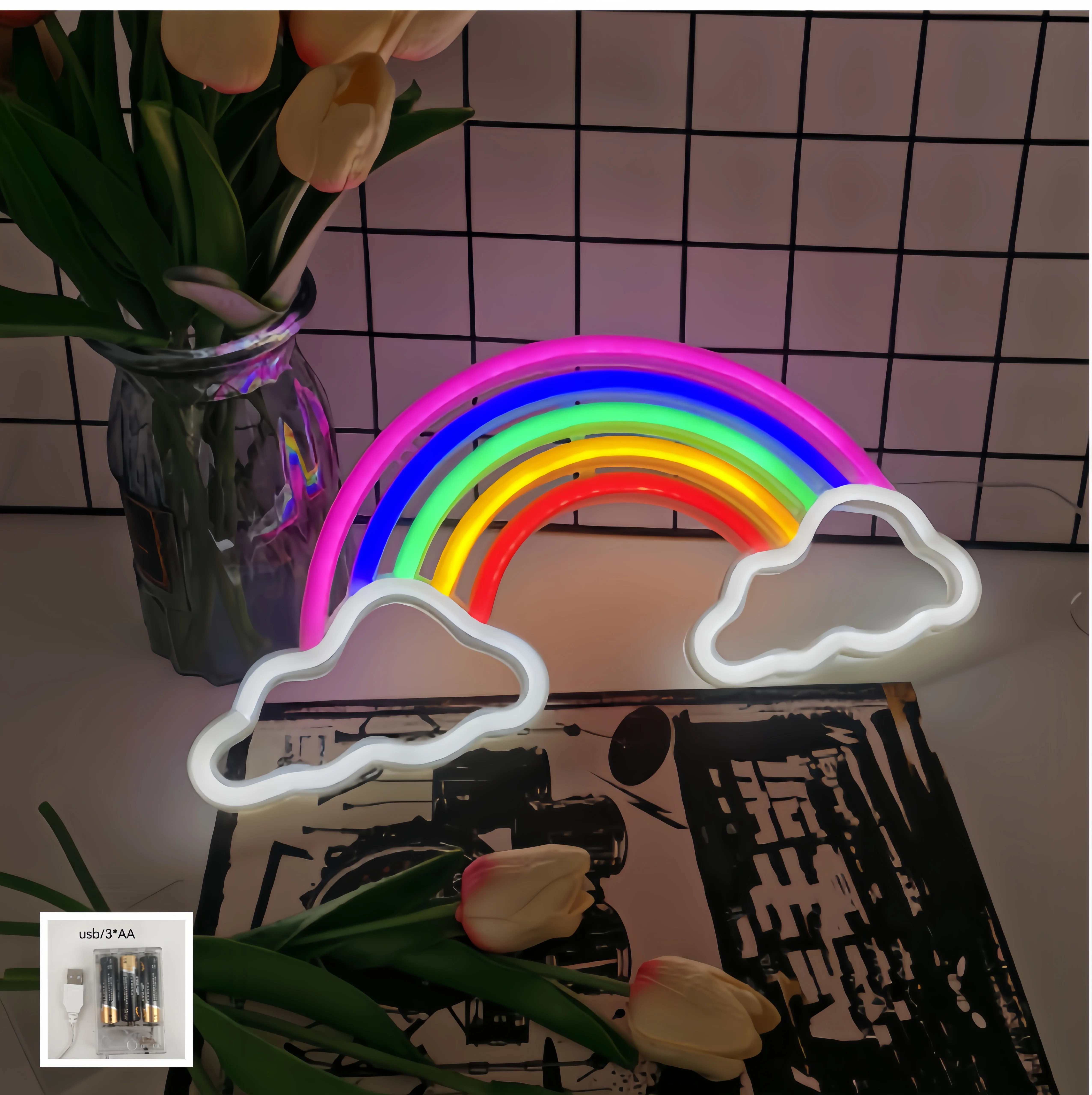 Rainbow Cloud LED Neon Light, USB or Battery Powered, Pride Day Party, Bedroom, Living Room, Wedding Decoration, Birthday Gift