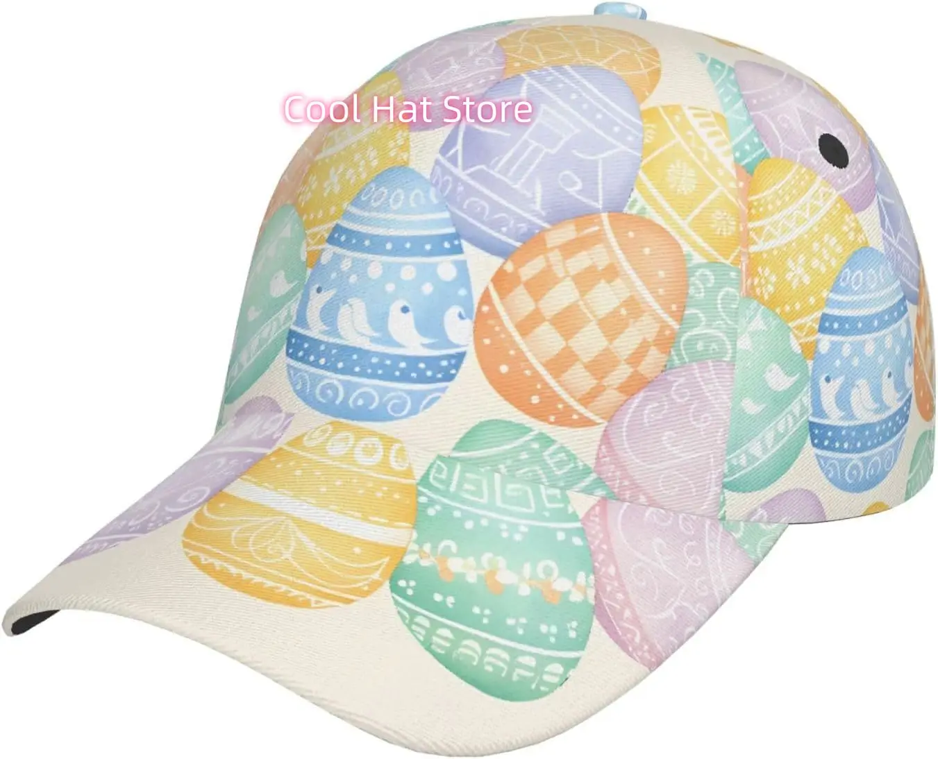 Easter Egg Delight Pattern Baseball Cap Adjustable Cotton Baseball Hat for Sports, Outdoor, Travel Gifts for Men Black