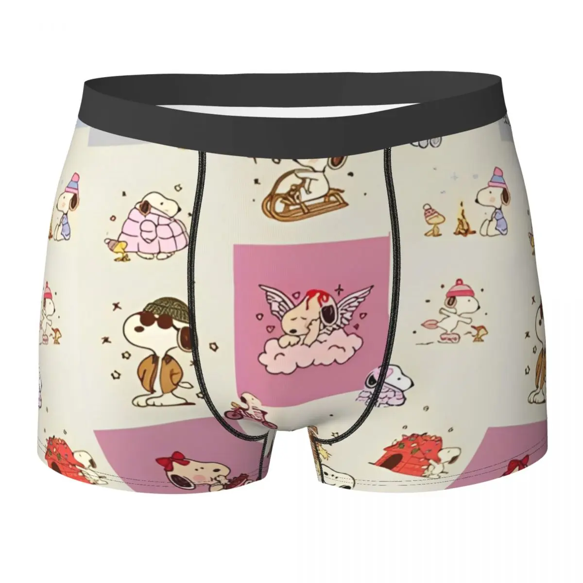 

Snoppy Cute Cartoon (2) Underwear Funny Panties Custom DIY Shorts Briefs For Men 3D Pouch Plus Size Boxershorts