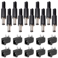 10pcs 3 Pin DC Power Connector PCB Mount Female Plug Jack + 10pcs 5.5mm x 2.1mm DIY Male DC Power Plug Jack Solder Connector