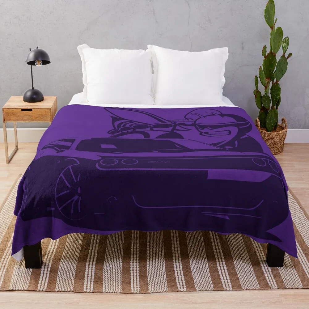 Purple Challenger muscle car design Throw Blanket sofa bed Flannel Fabric Blankets