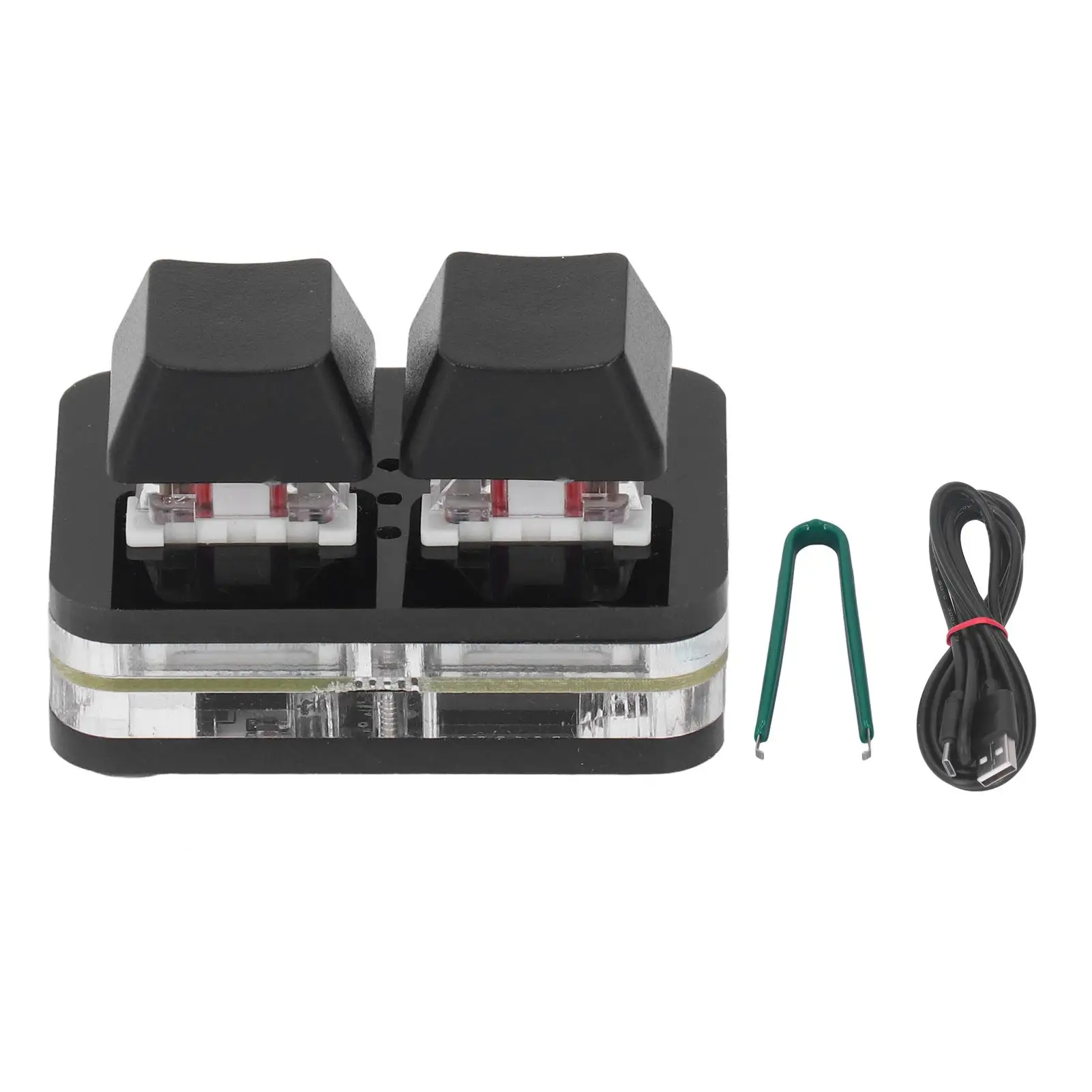 

Mini USB Mechanical Keypad with 2 Key Red Switches for rhythm Games Compact Design Copy Paste Function