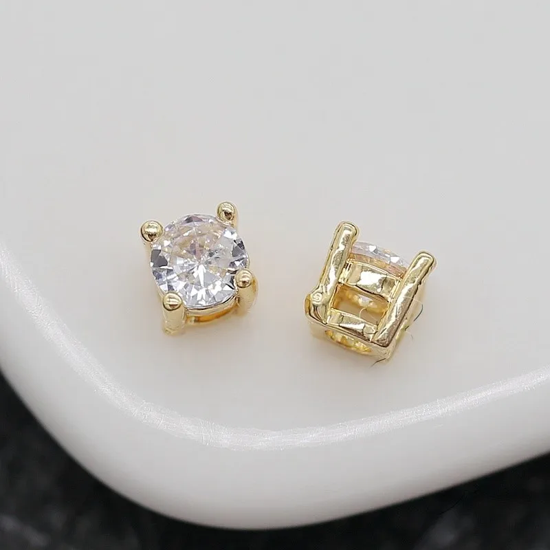 6PCS 14K Gold Plated Brass Round Zircon Charm for Bracelets Making Supplies, Loose Spacer Beads For Making Jewelry Necklace view 5