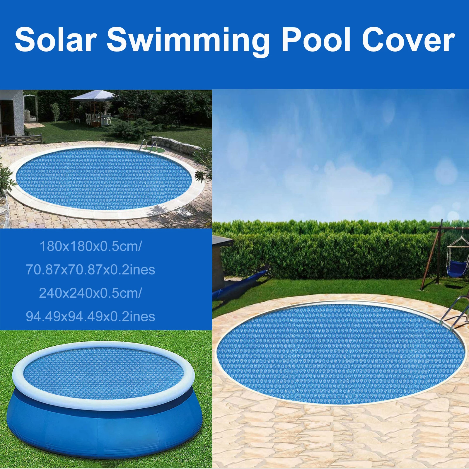 

180cm Round Solar Swimming Pool Cover, Heat Insulation, Dustproof Blanket for Pool, Heat Pool Accessories