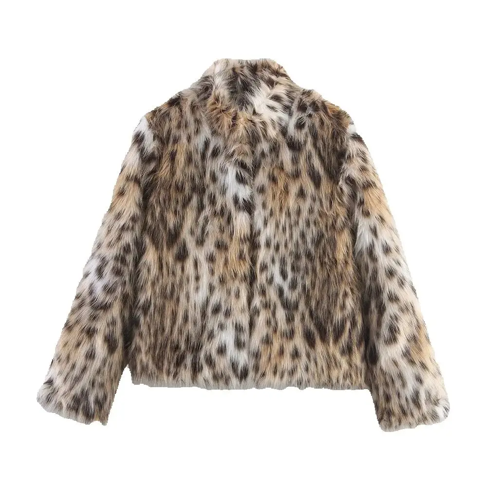 

Новая женская одежда, модная простая и универсальная куртка из искусственного меха в европейском и американском стиле с леопардовым принтом
