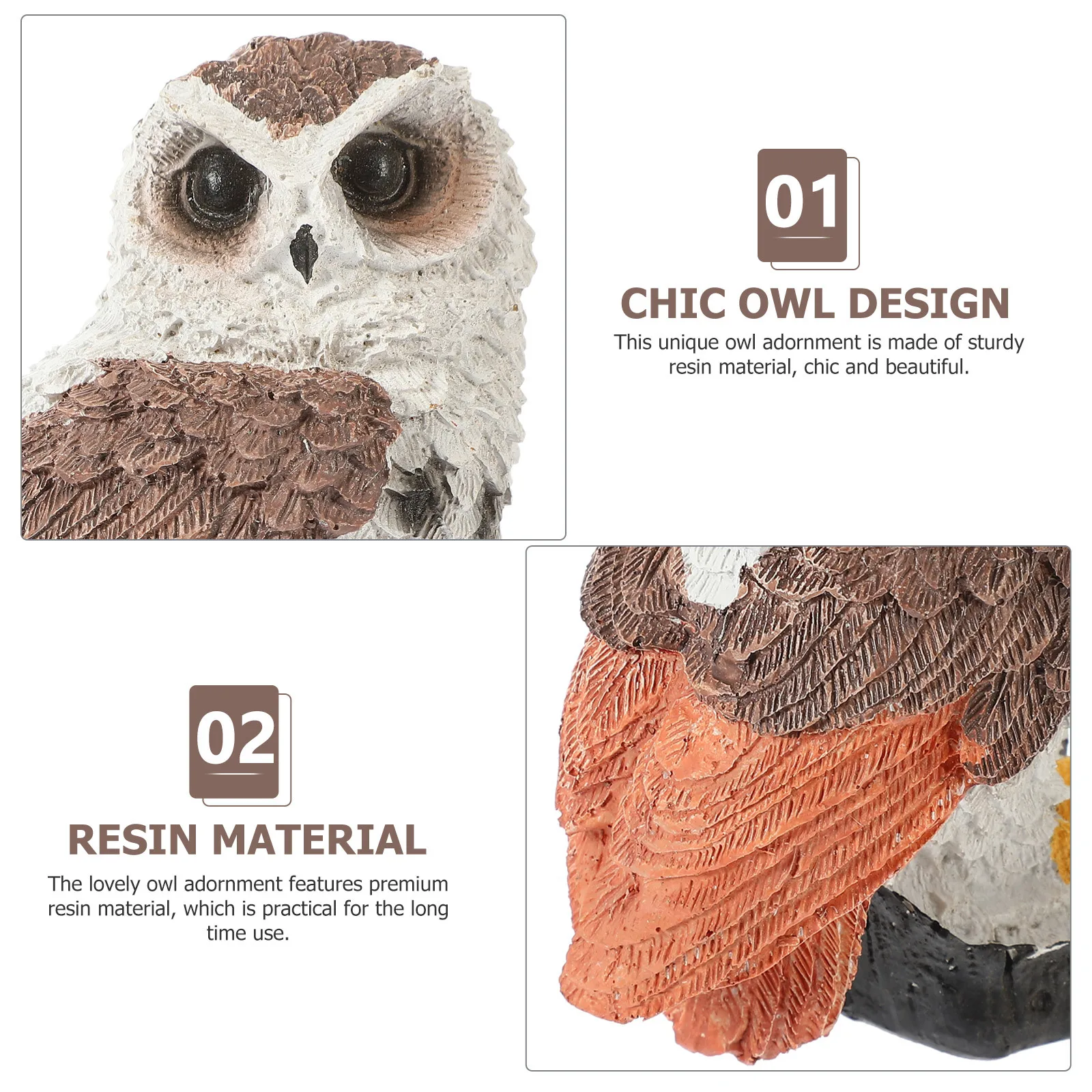 

Owl Statue Resin Craft Adornment for Outdoor Indoor Use Garden Yard Scene Decor Small Landscape Sculpture Desktop Accessories