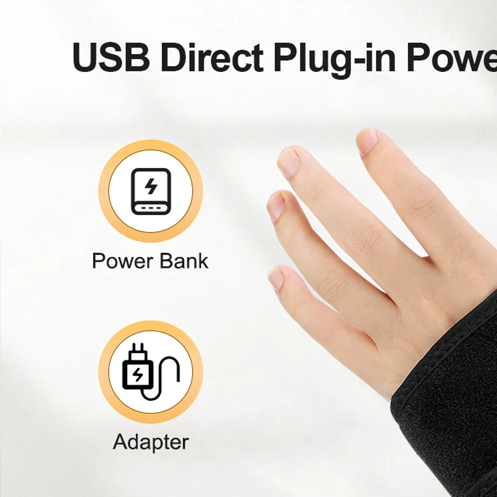 

Infrared Wrist Guard Black Protective Gear Universal Left and Right 3 Levels Red Light Adjustment USB Plug Hand Joint Protection