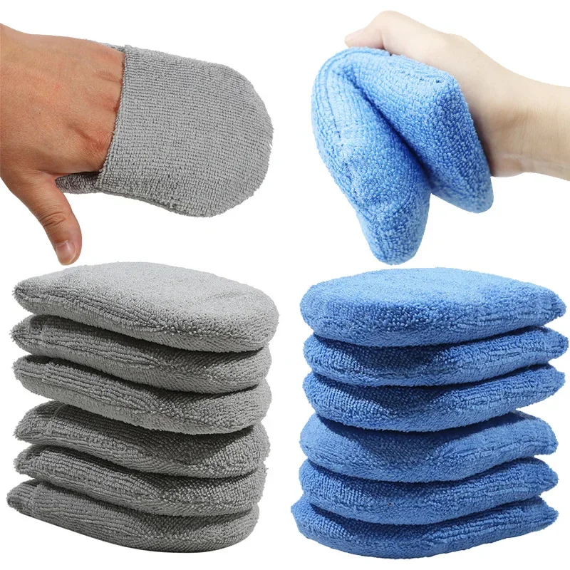 3/6pcs Soft Microfiber Car Waxing Applicator U-shaped Polishing Sponge Finger Wax Foam Washing Pad Auto Detailing Cleaning Tools