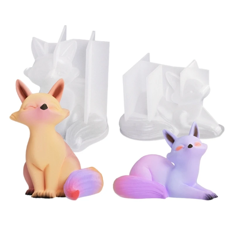 DIY Crystal Epoxy Resin Mold 3D Foxes Table Jewelry Silicone Mold for Aromatherapy