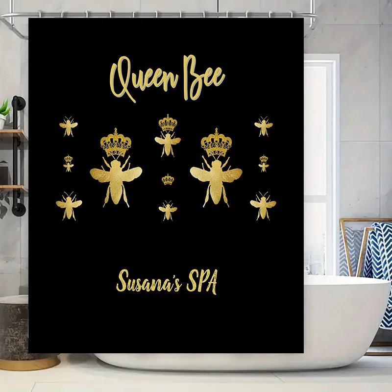 

Занавеска для душа Gold Bee Queen Bee, декор для ванной комнаты, индивидуальные занавески для душа для спа, аксессуары для дома, ванной комнаты, водонепроницаемые с H