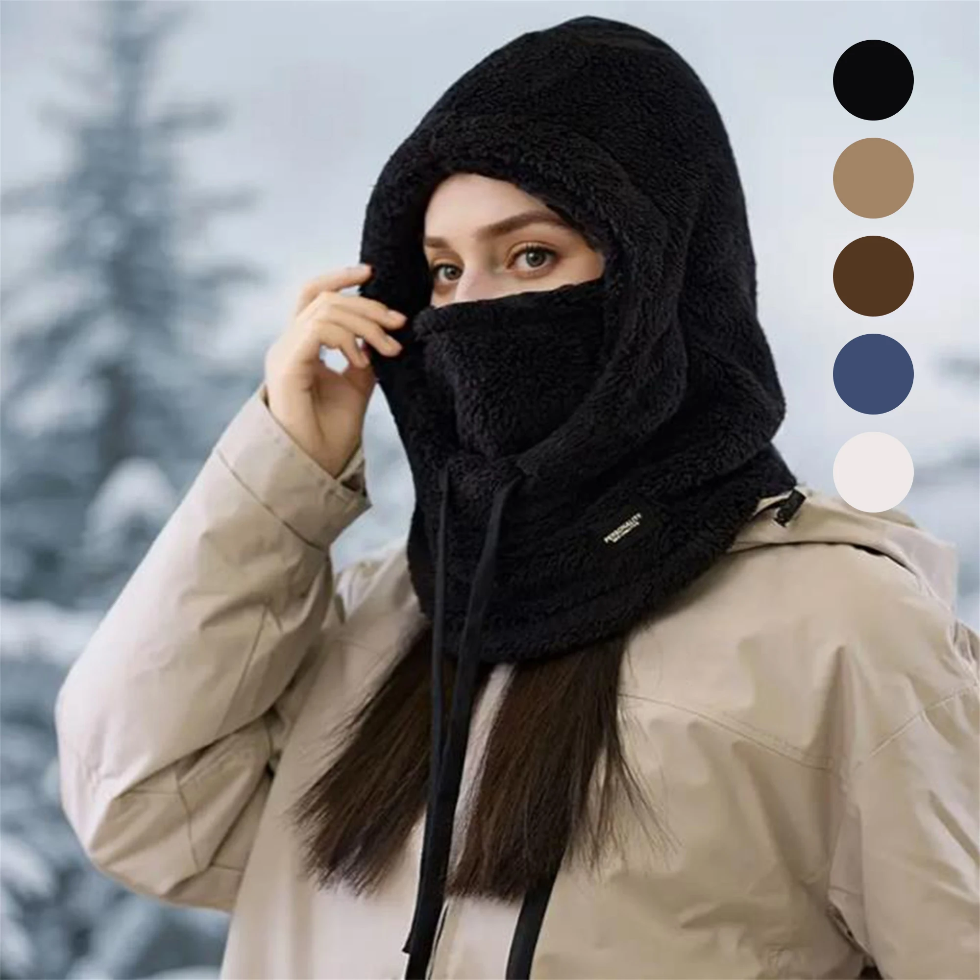 Winter Warm Balaclava Thermal Windproof Hood Motocycle Face Cover Polar Fleece Adjustable Cycling Neck Moto Full Mask Outdoor