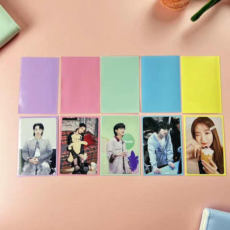 50Pcs 61×91mm Korea Macaron Clear CPP Photocard Sleeves Acid Free Transparent Protective Films Kpop Cards Album Binder Holder