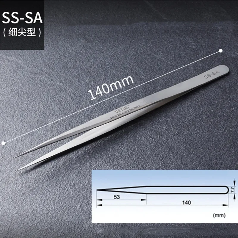 VETUS 정밀 마그네틱 스테인리스 스틸 트위저, 보석 및 휴대폰 수리 도구, 5A-SA, 5-SA, 7-SA, SS-SA, AA-SA, 2A-SA