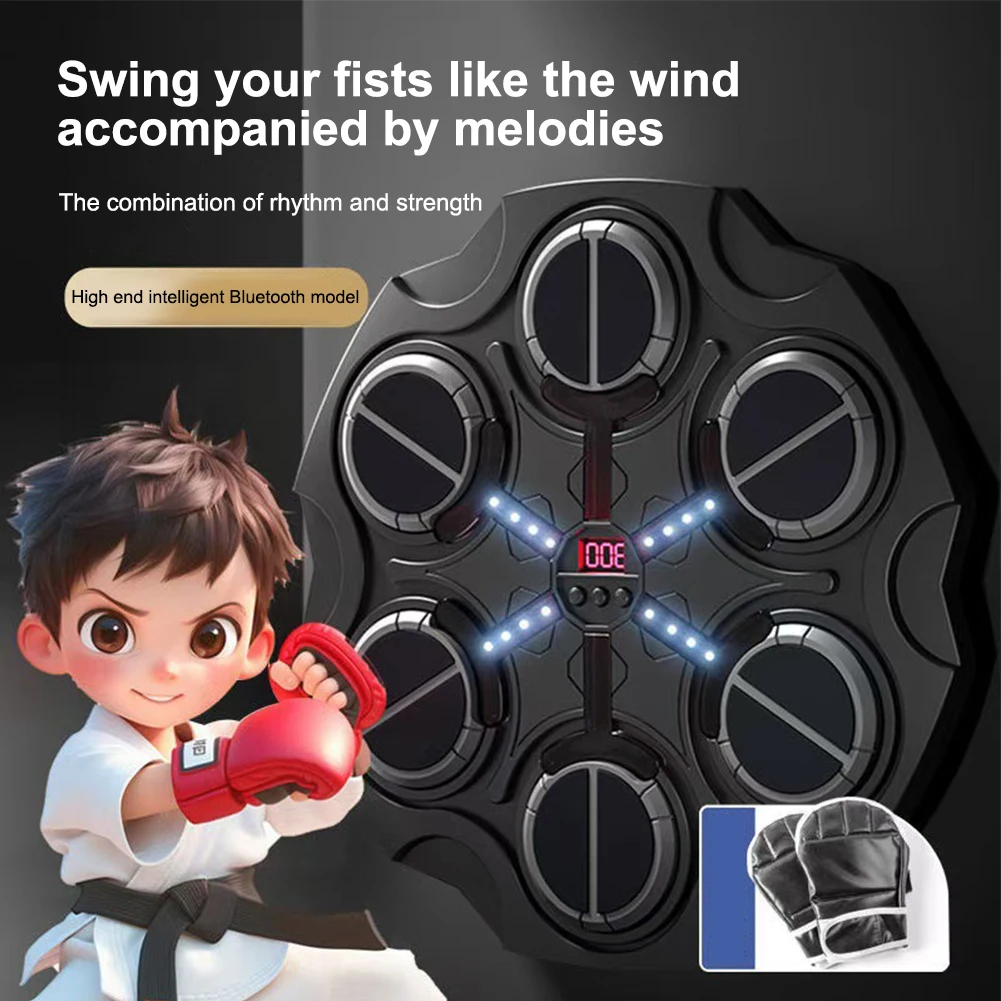 New Smart Boxing Machine Home Music Wall Target Trainer With Gloves Decompression With Bluetooth Games Toys Children And Adults