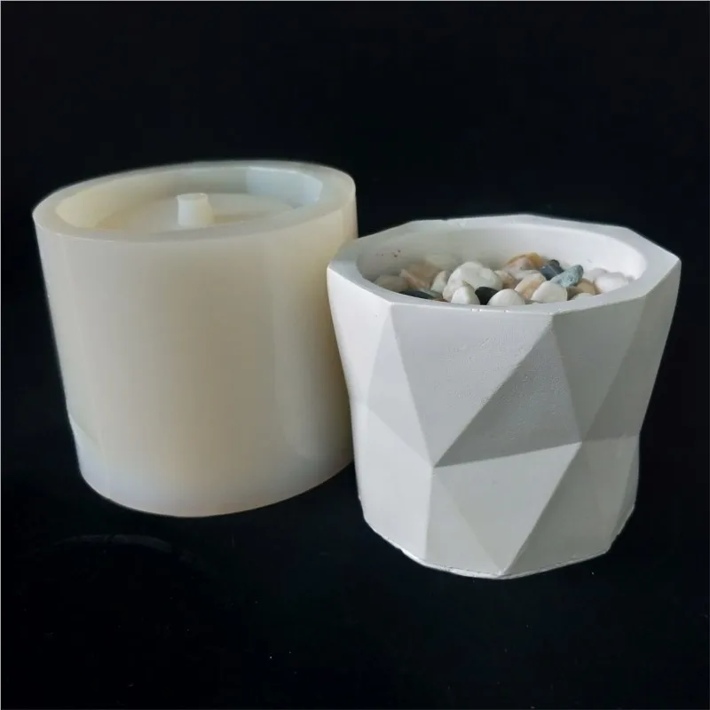 

PRZY HP0132 Mold Silicone Geometric Cement Concrete Flower Pot Silicone Mould Resin Mould Silicone Rubber with Hole Mould