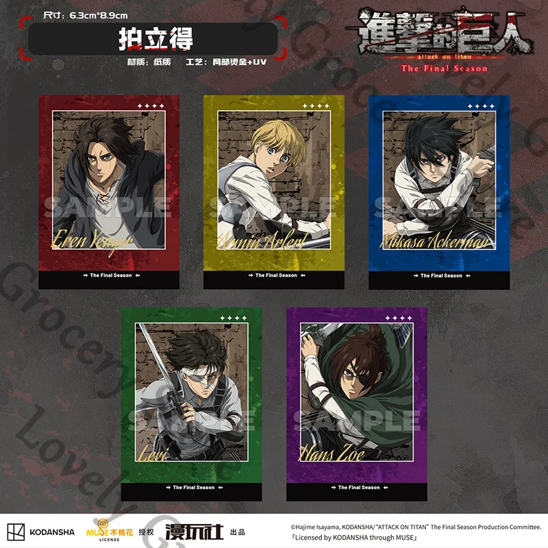 

Anime Attack on Titan Levi Ackerman Hange Zoe Eren Jaeger Armin Arlert Mikasa Cosplay Instant Camera TheFinalSeason Card Gift