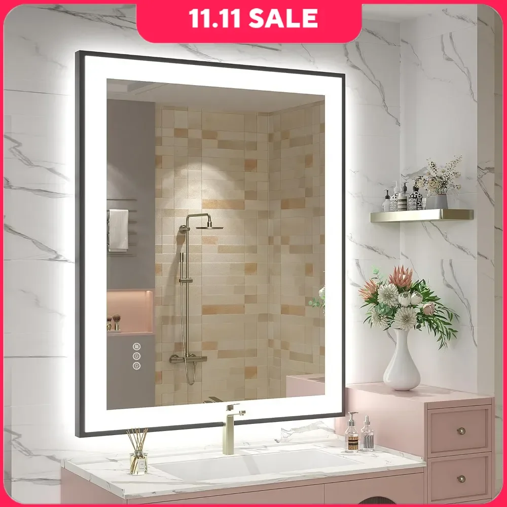 

28x36 Bathroom Mirror, Dimmable Vanity with Lights, Backlit and Front Lighted Mirror, Anti-Fog, LED Lighted Bathroom Mirror